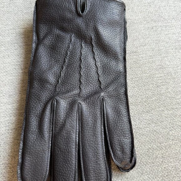 Tommy Hilfiger Mens Genuine Leather Fleece Lined Touchscreen Gloves Black XL New - Picture 2 of 7